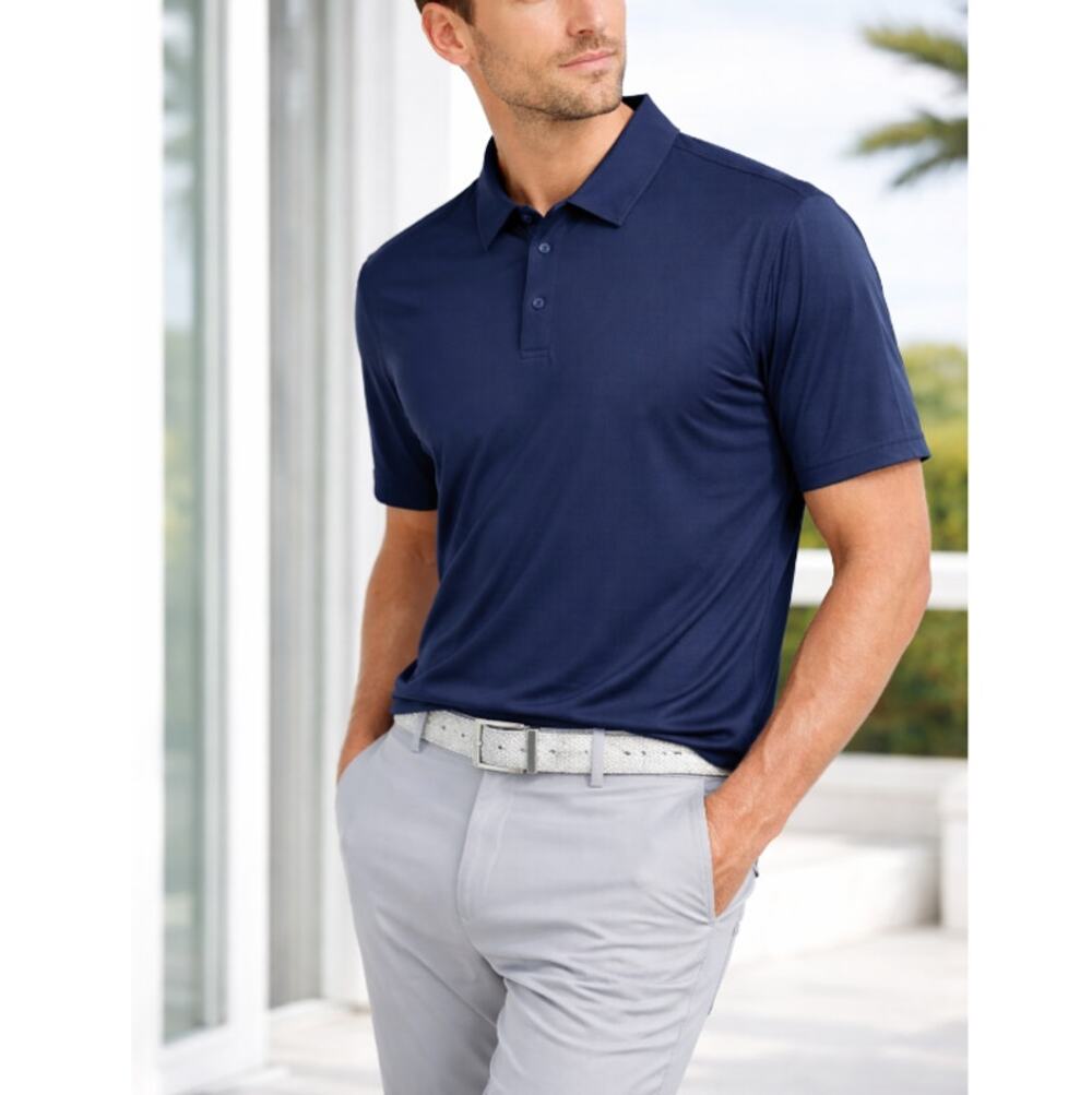 Graham Luxe Men's Blue Depths Performance Golf Polo Shirt Size L